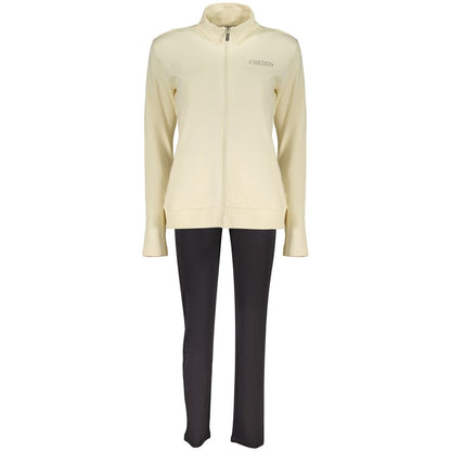 Sweatshirt by Freddy for women in cotton & rhinestone beige & black features a unrivaled silhouette with a refined and unrivaled detailing for a sophisticated look.