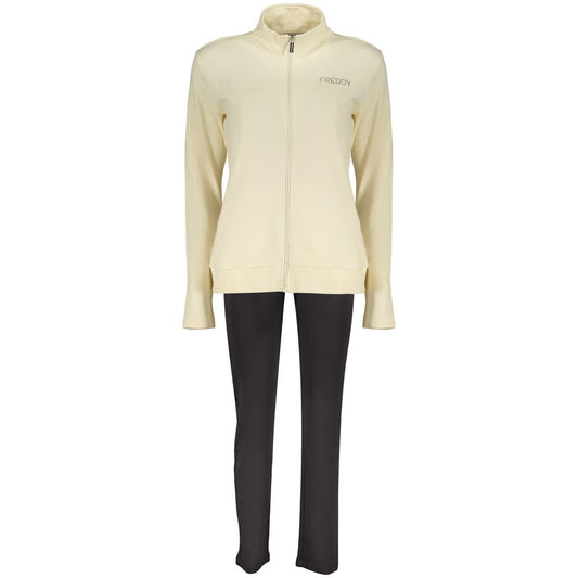 Sweatshirt by Freddy for women in cotton & rhinestone beige & black features a unrivaled silhouette with a refined and unrivaled detailing for a sophisticated look.