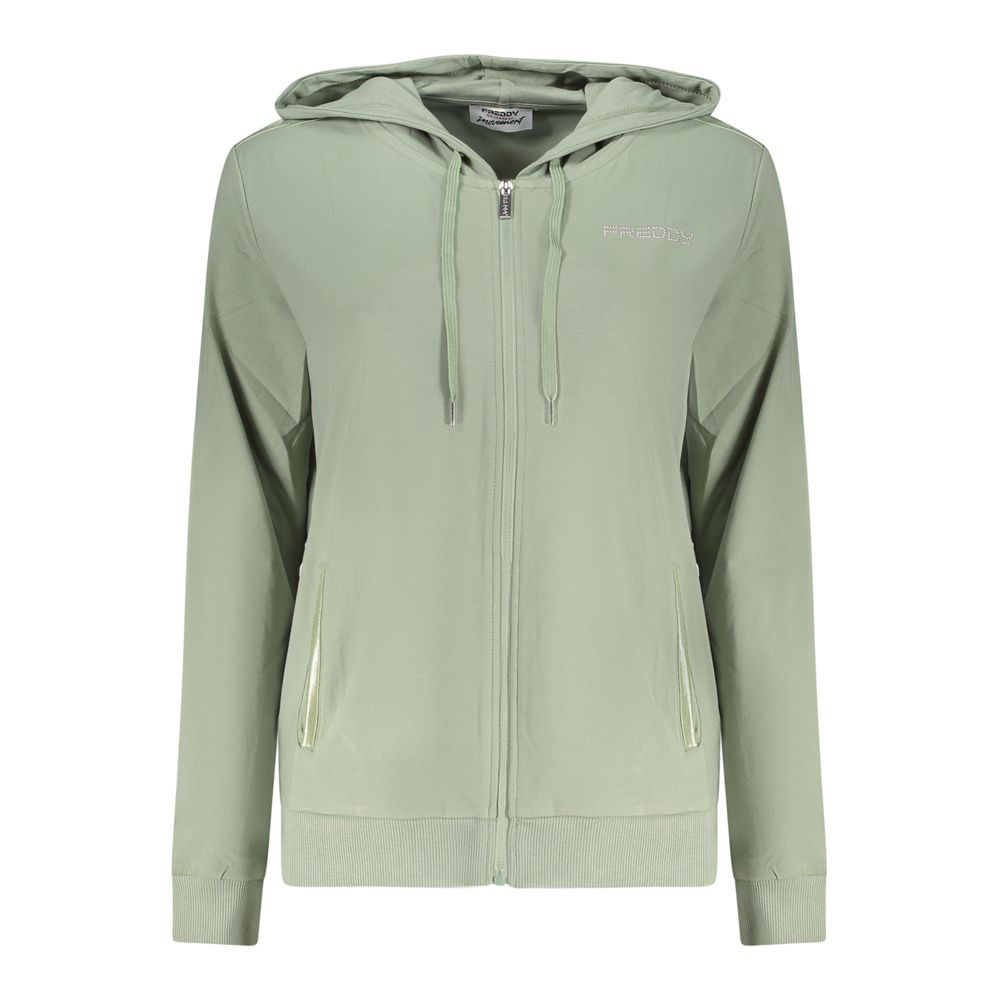 Hooded Sweatshirt Hoodie by Freddy for women in cotton green features a edgy silhouette, detailed with a edgy hooded neckline and for a refined finish.