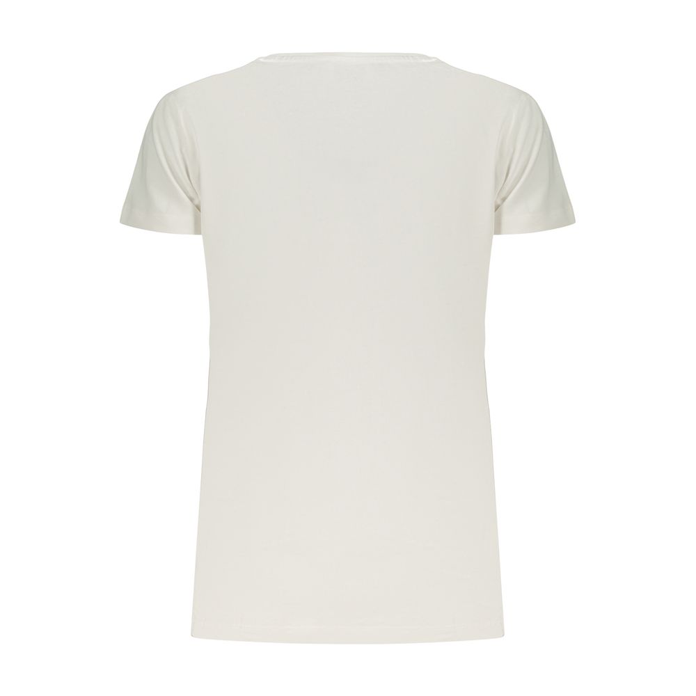 Activewear T-Shirt by Freddy for women in cotton white & print features an contemporary design with , a length, and a contemporary wide-neck neckline.