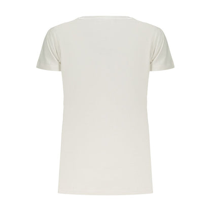 Activewear T-Shirt by Freddy for women in cotton white & print features an contemporary design with , a length, and a contemporary wide-neck neckline.