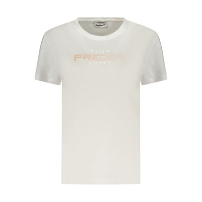 Activewear T-Shirt by Freddy for women in cotton white & print features a versatile silhouette, showcasing a versatile crew neckline and detailed with high-performance for a premium look.