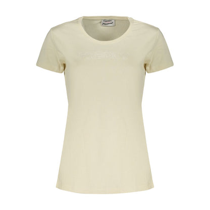 Activewear T-Shirt by Freddy for women in cotton beige & print features an athletic silhouette with sleeves and a wide-neck neckline neckline, enhanced by high-performance .