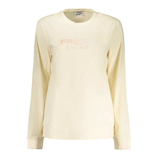 Activewear T-Shirt by Freddy for women in cotton beige & print features an athletic silhouette with long-sleeve sleeves and a crew neckline neckline, enhanced by high-performance .