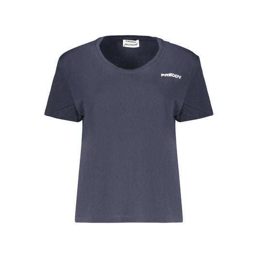 Activewear T-Shirt by Freddy for women in cotton blue & print features a dynamic silhouette with and wide-neck neckline enhanced by functional .
