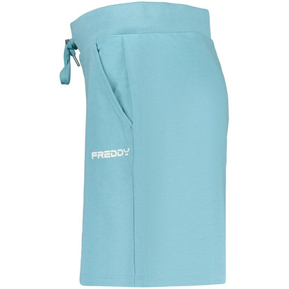 Activewear Shorts by Freddy for women in cotton blue & print features a dynamic silhouette with a , showcasing adjustable-waistband in a premium short cut for high-performance style.