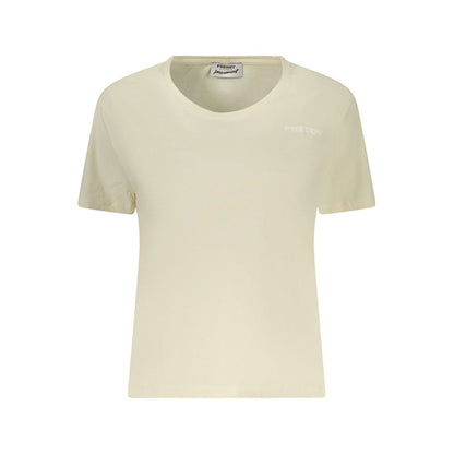 Activewear T-Shirt by Freddy for women in cotton beige & print features an athletic silhouette with sleeves and a wide-neck neckline neckline, enhanced by high-performance .