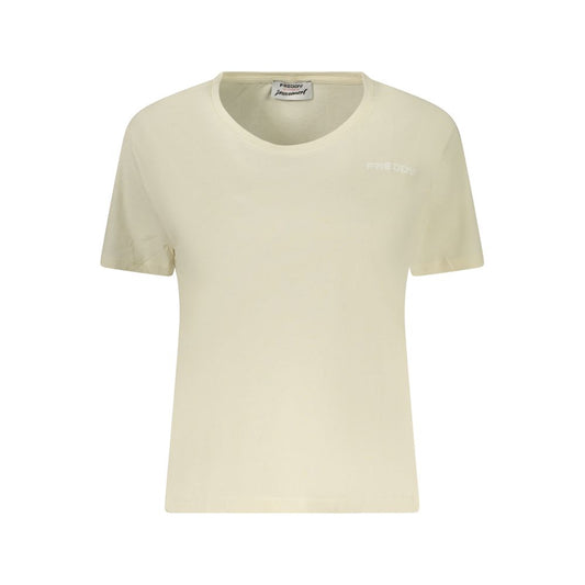 Activewear T-Shirt by Freddy for women in cotton beige & print features an athletic silhouette with sleeves and a wide-neck neckline neckline, enhanced by high-performance .