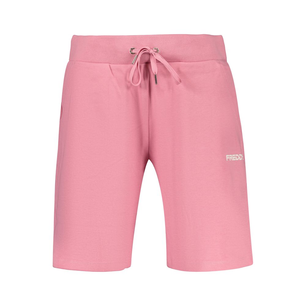 Activewear Shorts by Freddy for women in cotton pink & print features an versatile with adjustable-waistband, presenting a versatile short and designed for a versatile look.