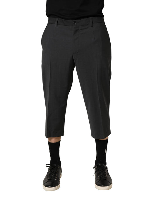 Chinos Pants by Dolce & Gabbana for men in polyester & wool dark-gray features a modern silhouette, showcasing a modern regular-fit, slim & cropped with a cropped and for a refined finish.