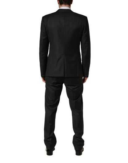 Dolce & Gabbana Black Wool Slim Fit Formal 3 Piece Men Suit