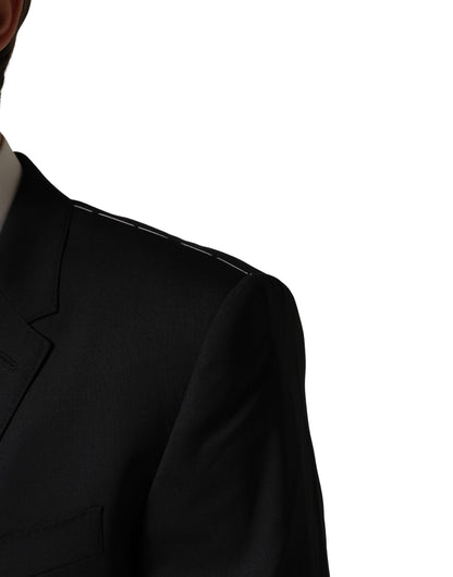 Dolce & Gabbana Black Wool Slim Fit Formal 3 Piece Men Suit