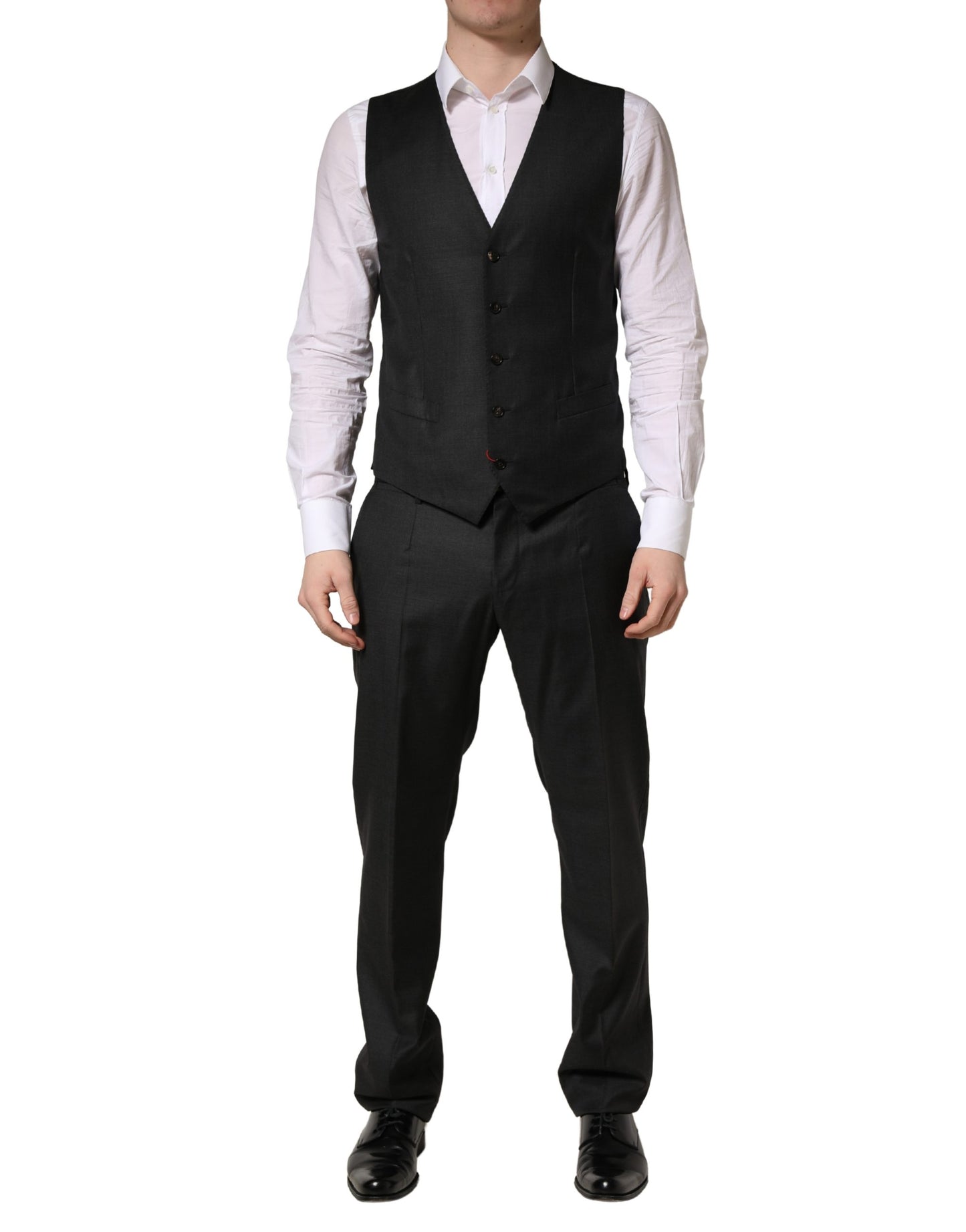 Dolce & Gabbana Black Wool Slim Fit Formal 3 Piece Men Suit