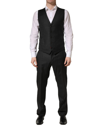 Dolce & Gabbana Black Wool Slim Fit Formal 3 Piece Men Suit