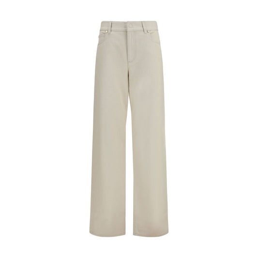 Jeans by Fendi for women in denim cotton beige & print features an sophisticated and straight-leg, regular-fit & wide with a precise long, creating a sophisticated and sophisticated silhouette.