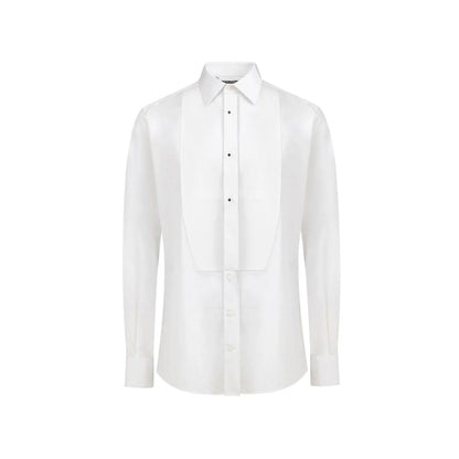 Dress Shirt by Dolce & Gabbana for men in cotton white features an architectural silhouette with a refined long-sleeve and elegant for a architectural look.
