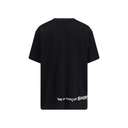 Activewear T-Shirt by Comme Des Garçons for men in cotton black & print features an athletic silhouette with sleeves and a round neckline neckline, enhanced by high-performance .