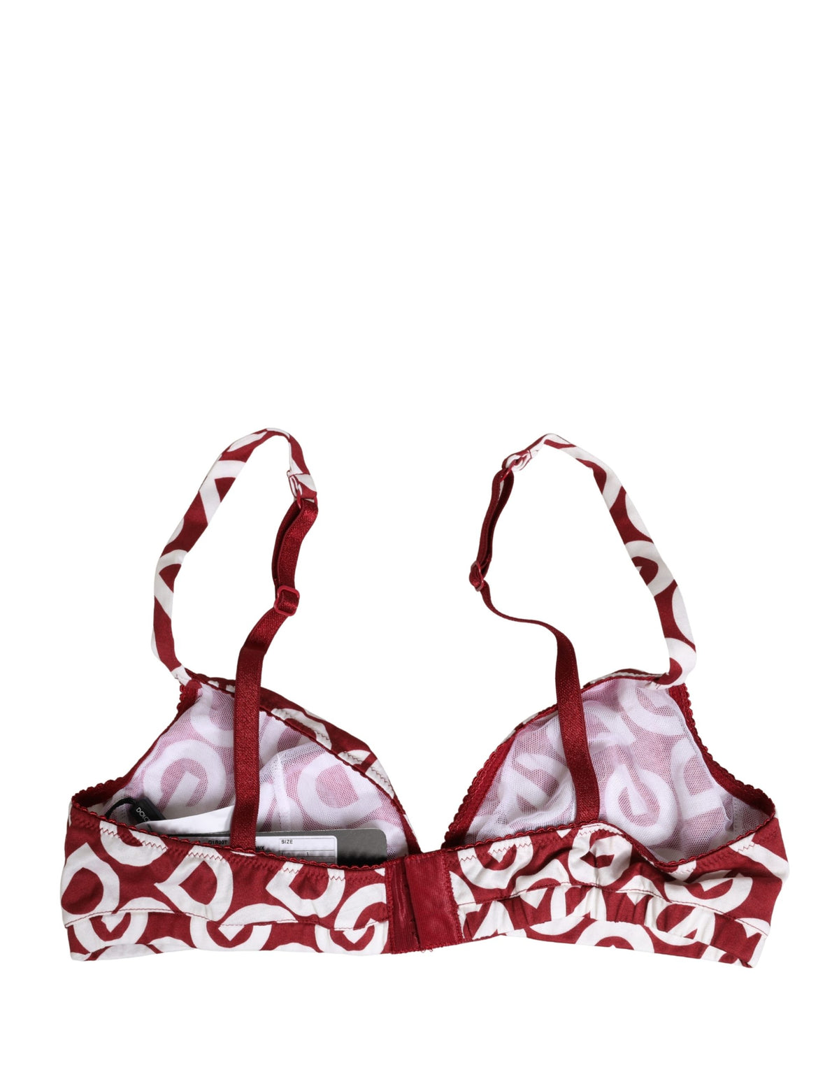 Dolce & Gabbana Women's Cotton Bra - Natural Red White Signature Monogram