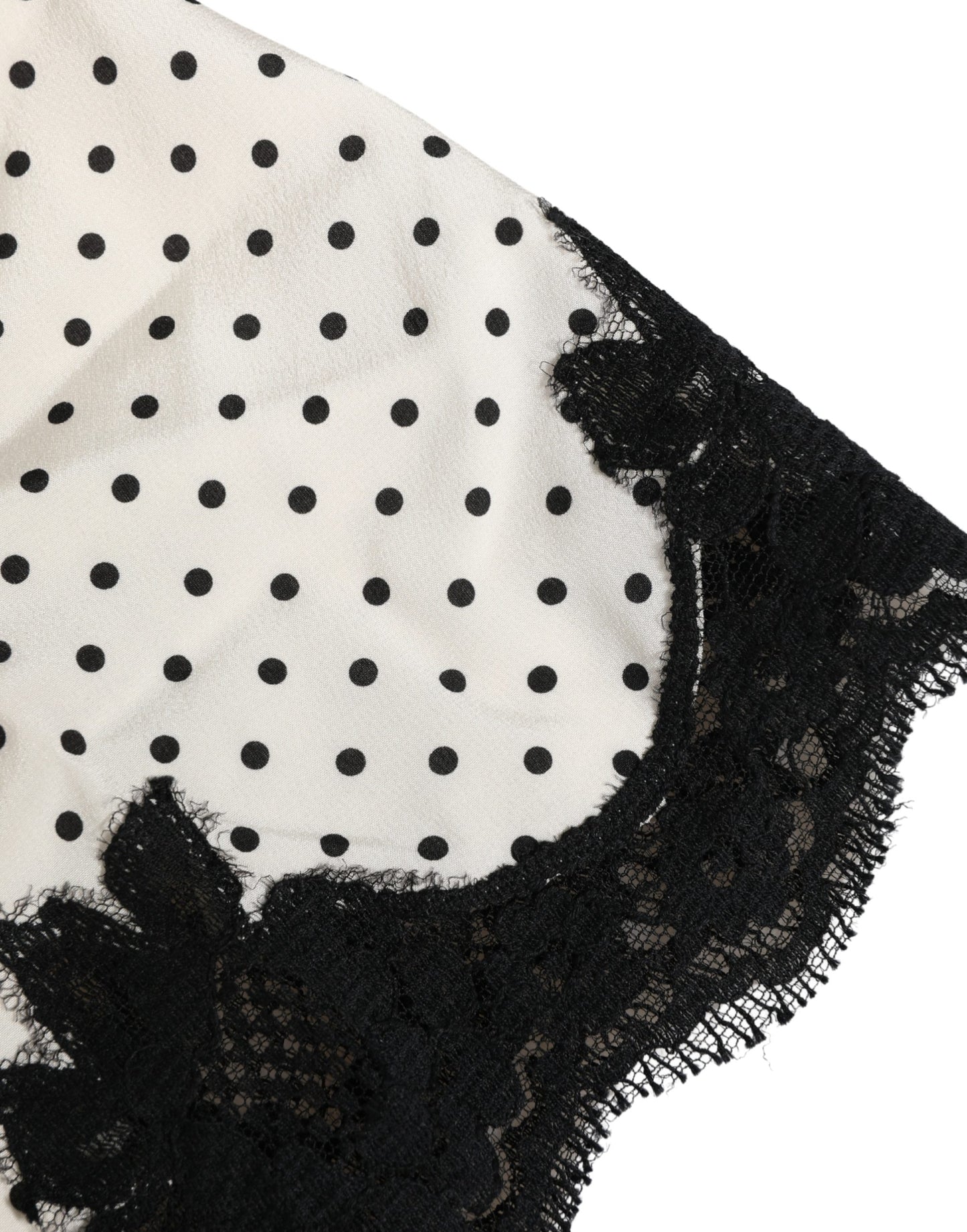 Dolce & Gabbana White Polka Dot Lace-Trimmed Camisole Top Underwear