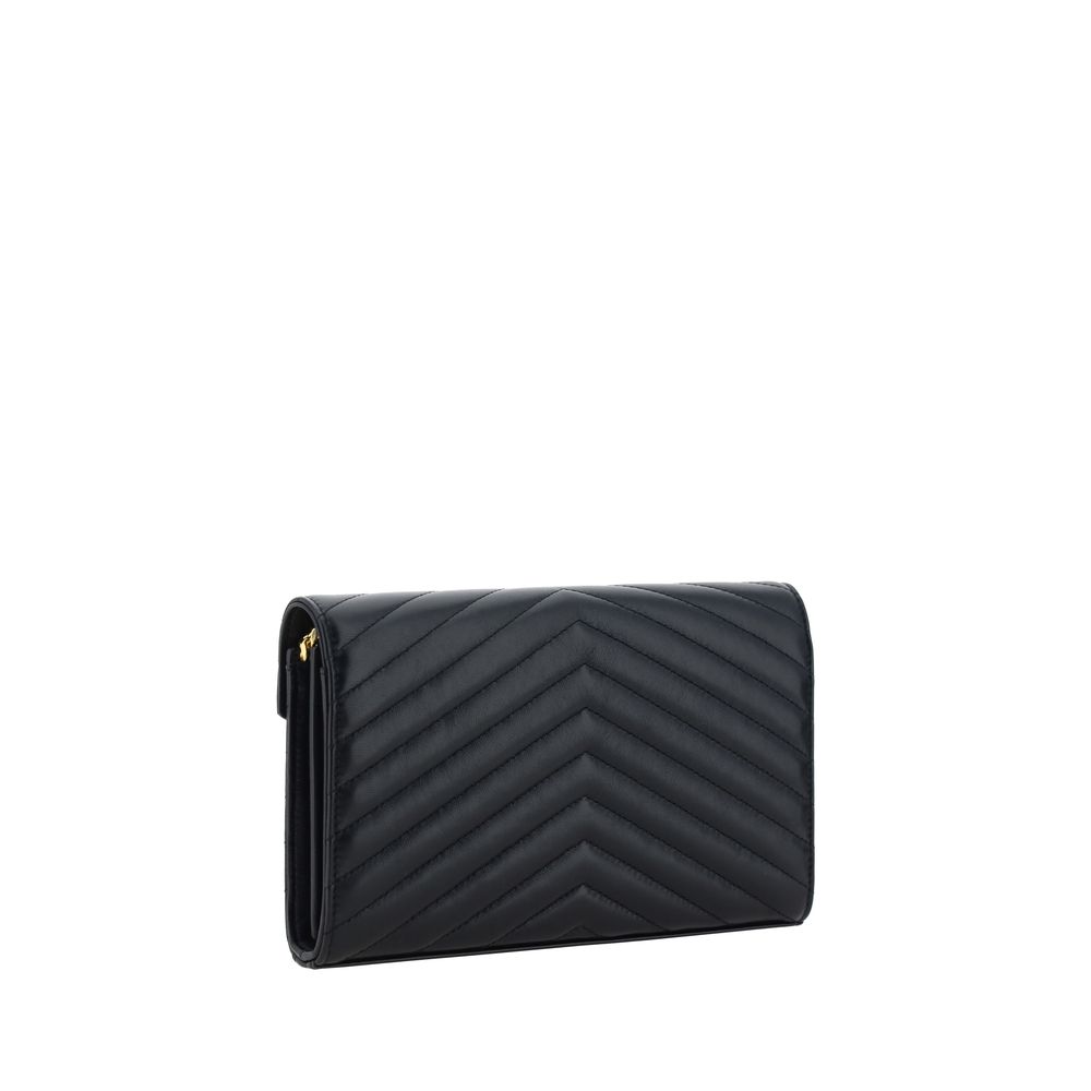 Quilted Shoulder Bag by Saint Laurent for women in lamb leather black, gold, monogram & print features a enviable silhouette, showcasing a secure snap & button, ample cardholder, and enviable shoulder-strap & handle for a enviable finish.