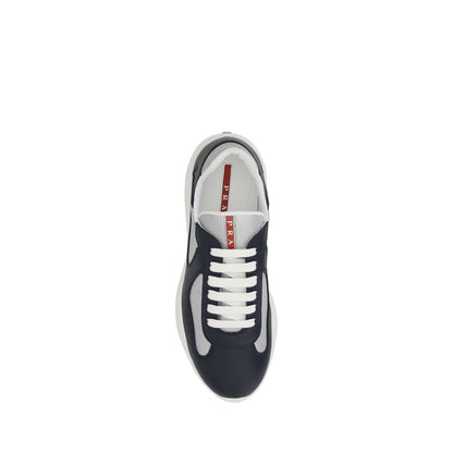 Athletic Sneakers by Prada for men in bos taurus calf leather & polyamide blue showcases an impeccable silhouette, defined by an impeccable athletic style design that perfectly captures the essence of the Men's Athletic Bos Taurus Calf Leather & Polyamide Sneakers.