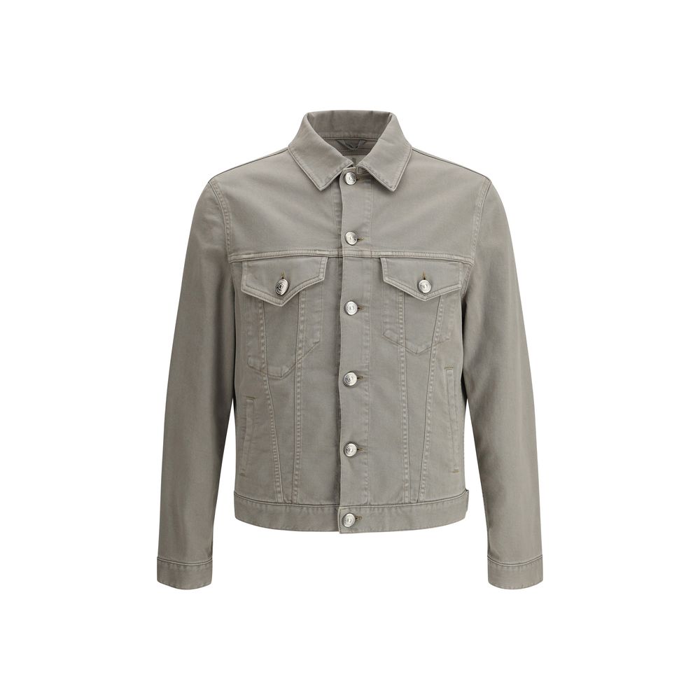 Trucker Jacket by Brunello Cucinelli for men in denim cotton bicolour features an on trend silhouette, showcasing refined pockets and a sophisticated for a truly on trend finish.