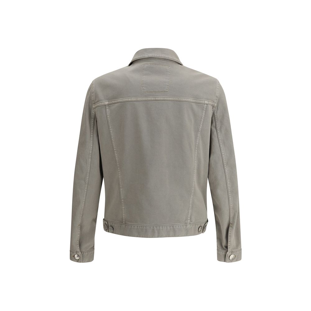Trucker Jacket by Brunello Cucinelli for men in denim cotton bicolour features an contemporary silhouette, showcasing a sophisticated and contemporary pockets for a truly refined look.