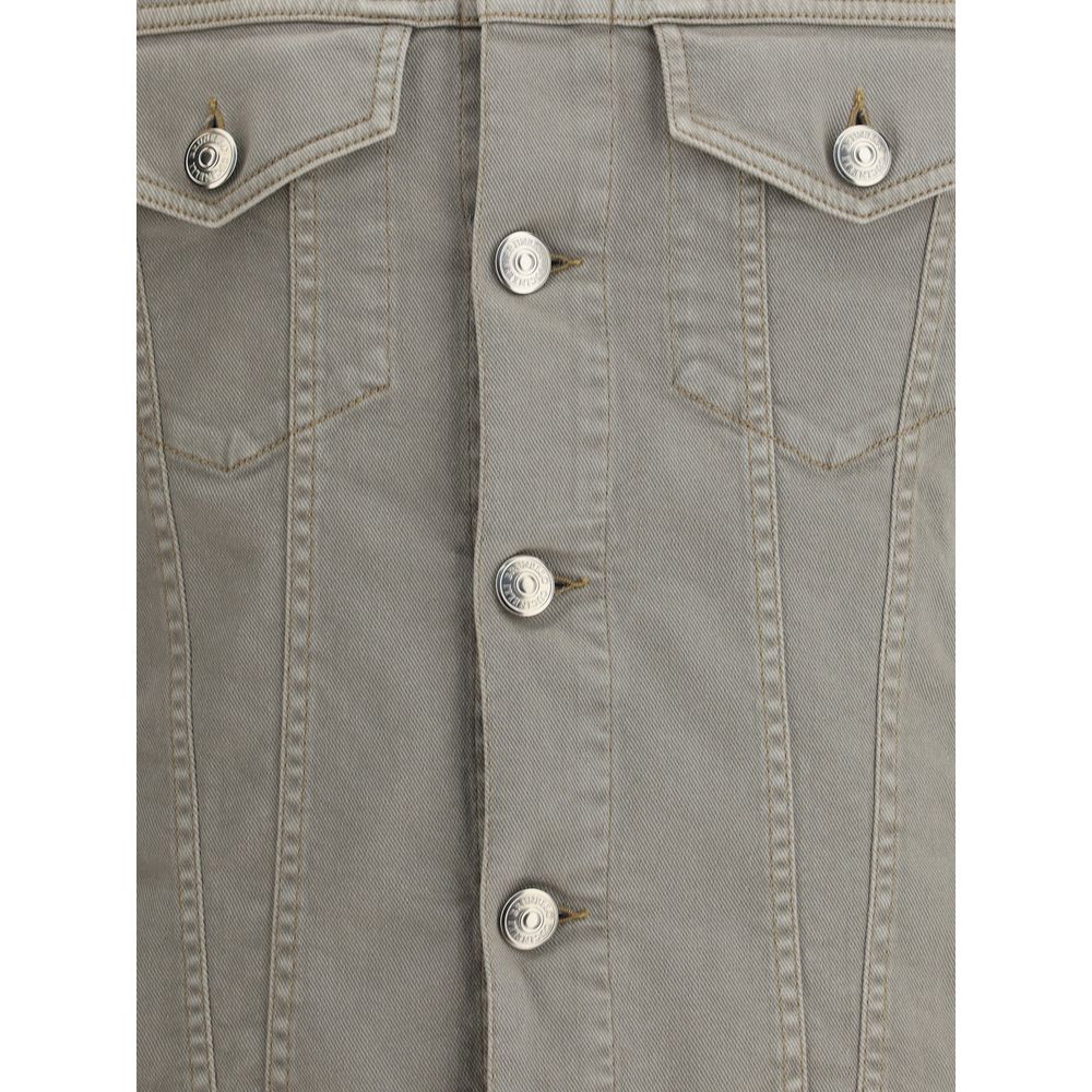 Trucker Jacket by Brunello Cucinelli for men in denim cotton bicolour features an contemporary silhouette, showcasing a sophisticated and contemporary pockets for a truly refined look.