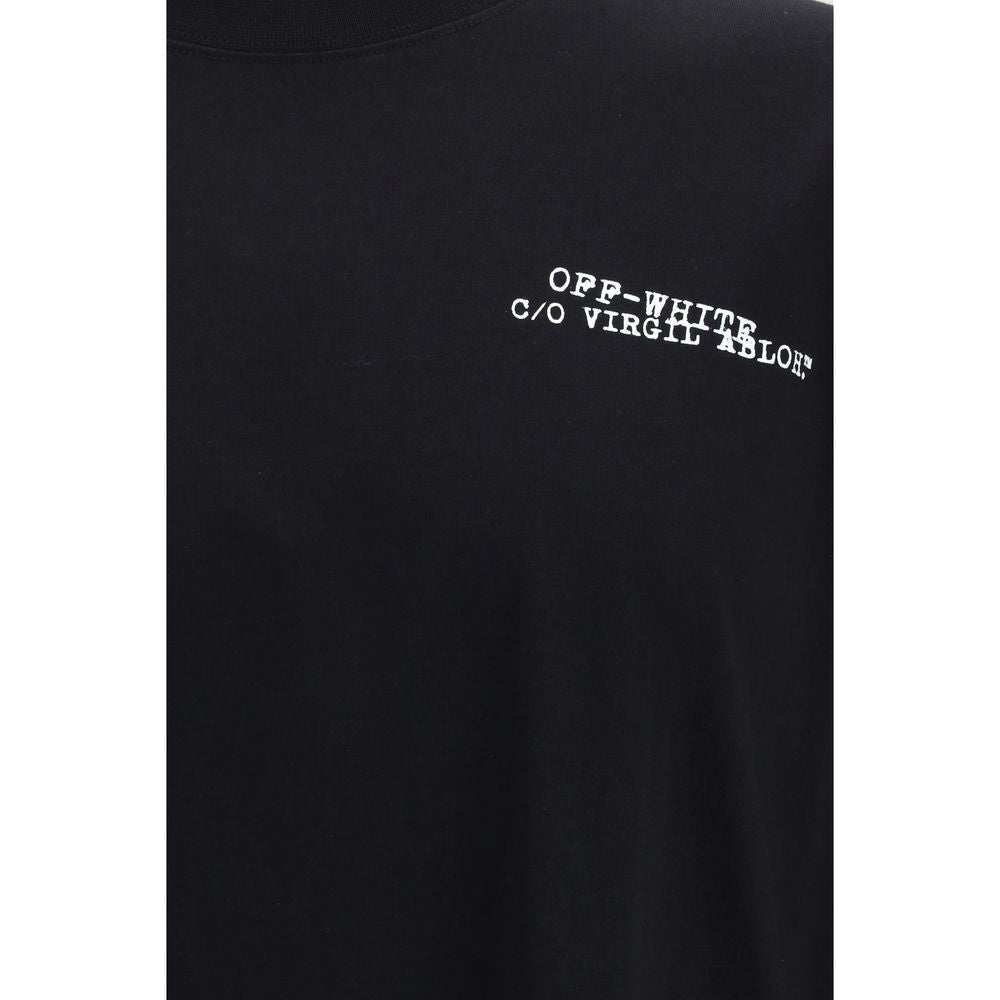 Activewear T-Shirt by Off-White for men in cotton black, white & print features a sporty silhouette with and , showcasing innovative for a sporty finish.