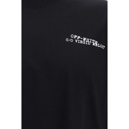 Activewear T-Shirt by Off-White for men in cotton black, white & print features a sporty silhouette with and , showcasing innovative for a sporty finish.