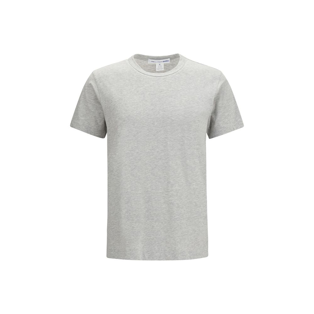 Activewear T-Shirt by Comme Des Garçons for men in cotton gray & print features a dynamic silhouette with short-sleeve and round neckline enhanced by functional .