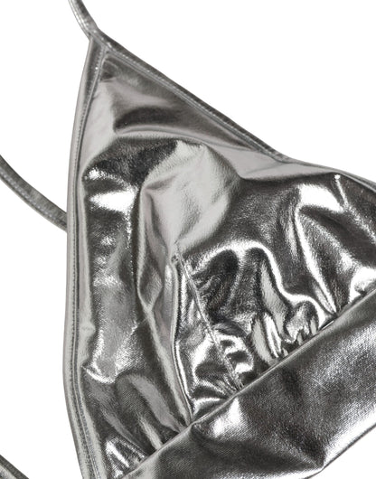 Dolce & Gabbana Women's Crop Top Cropped Stretch Nylon Corset - Silver