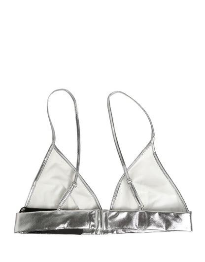 Dolce & Gabbana Women's Crop Top Cropped Stretch Nylon Corset - Silver