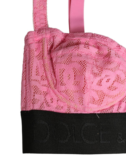 Dolce & Gabbana Women's Nylon & Cotton Bra - Black Pink
