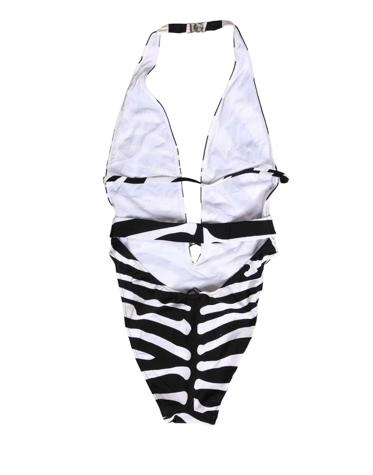 Dolce & Gabbana Women's Stretch Nylon One-Piece Swimsuit - Black White Zebra Signature Print