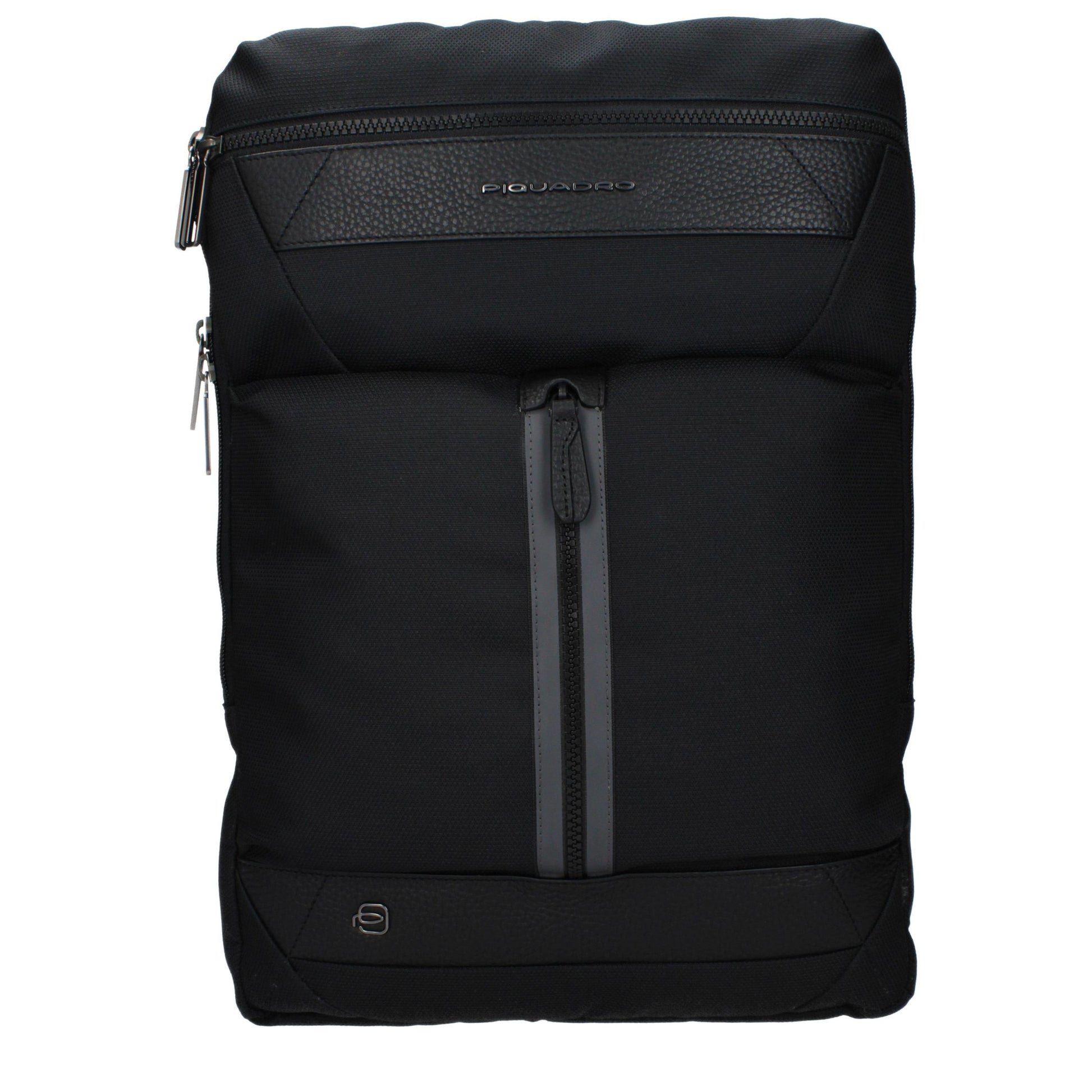 Backpack by Piquadro for men in fabric black features a refined silhouette, showcasing the Fabric Backpack design with a secure , ample , and versatile backpack-strap & adjustable-strap.