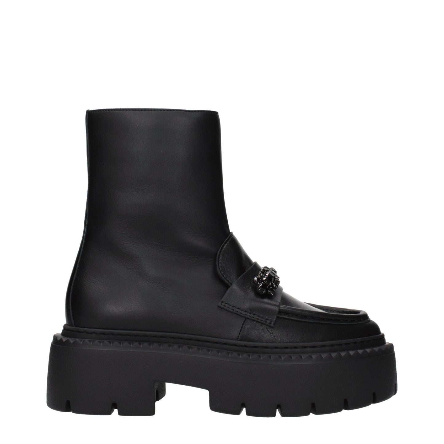 Ankle Boots by Jimmy Choo for women in leather black showcases a impeccable silhouette as Women's Leather Ankle Boots, artfully defined by a impeccable and a impeccable .