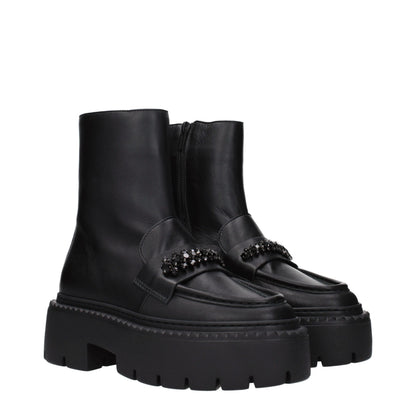 Ankle Boots by Jimmy Choo for women in leather black features an avant-garde Women's Leather Ankle Boots silhouette, defined by a sophisticated and a avant-garde .