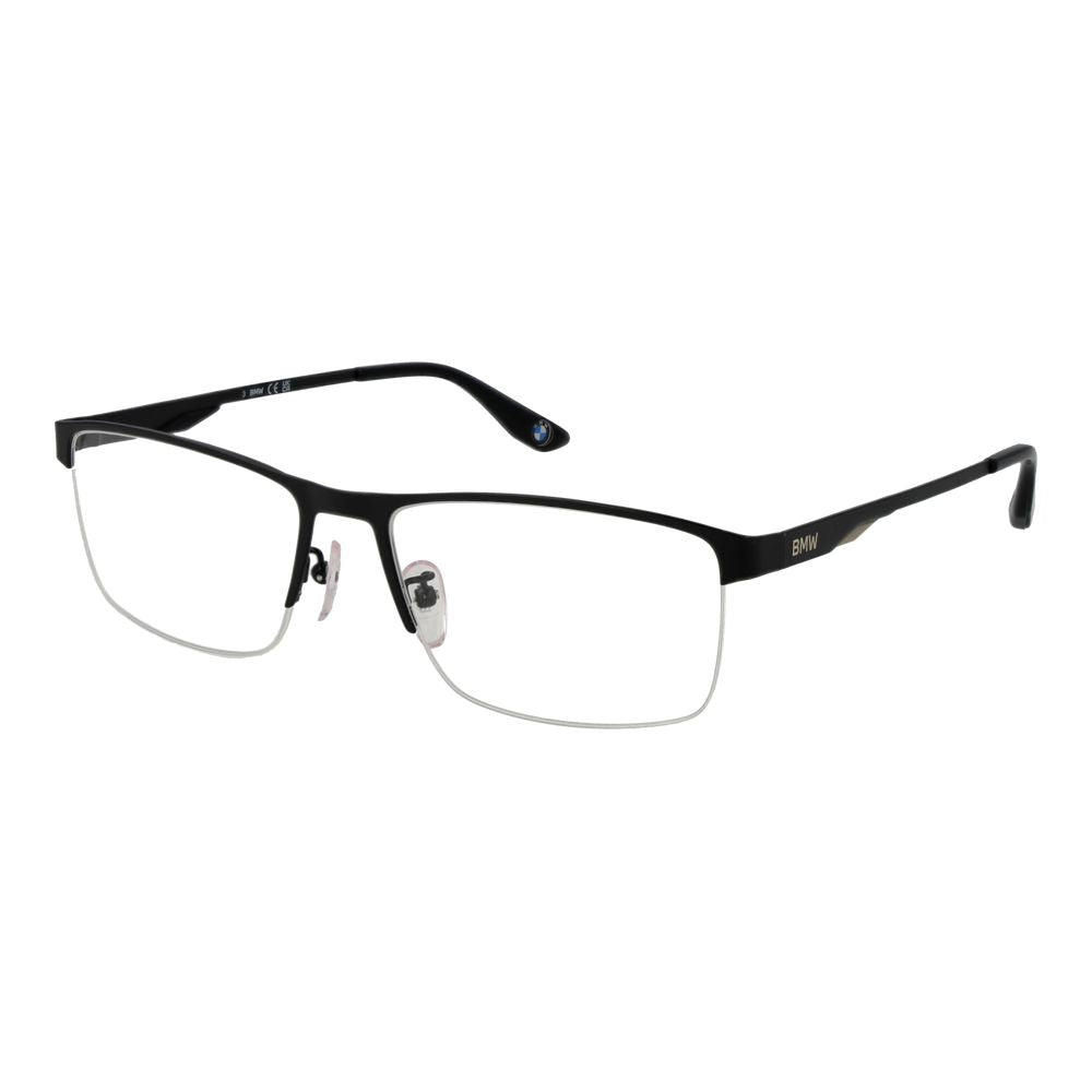 Eyeglasses Frames by BMW for men in metal black showcases a reflective silhouette, artfully incorporating a sophisticated black coloured frame with a distinct .