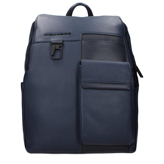 Backpack by Piquadro for men in leather blue features a stately Leather Backpack design, showcasing a secure , ample , and versatile backpack-strap & adjustable-strap for a stately finish.