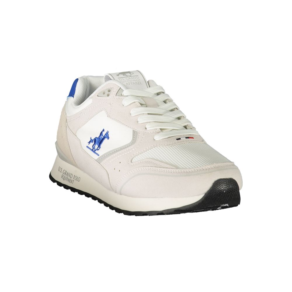 Athletic Sneakers by U.S. Grand Polo for men in canvas polyurethane & polyester blue, white & print features an stately silhouette, showcasing the signature athletic style of the Men's Athletic Canvas Polyurethane & Polyester Sneakers collection with a truly stately finish.