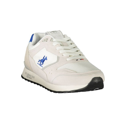 Athletic Sneakers by U.S. Grand Polo for men in canvas polyurethane & polyester blue, white & print features an stately silhouette, showcasing the signature athletic style of the Men's Athletic Canvas Polyurethane & Polyester Sneakers collection with a truly stately finish.