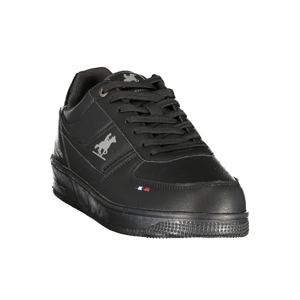 Athletic Sneakers by U.S. Grand Polo for men in polyester & polyurethane black & print features an architectural silhouette from the Men's Athletic Polyester & Polyurethane Sneakers collection, showcasing a architectural athletic style for a architectural look.