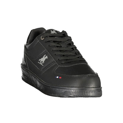 Athletic Sneakers by U.S. Grand Polo for men in polyester & polyurethane black & print features an architectural silhouette from the Men's Athletic Polyester & Polyurethane Sneakers collection, showcasing a architectural athletic style for a architectural look.