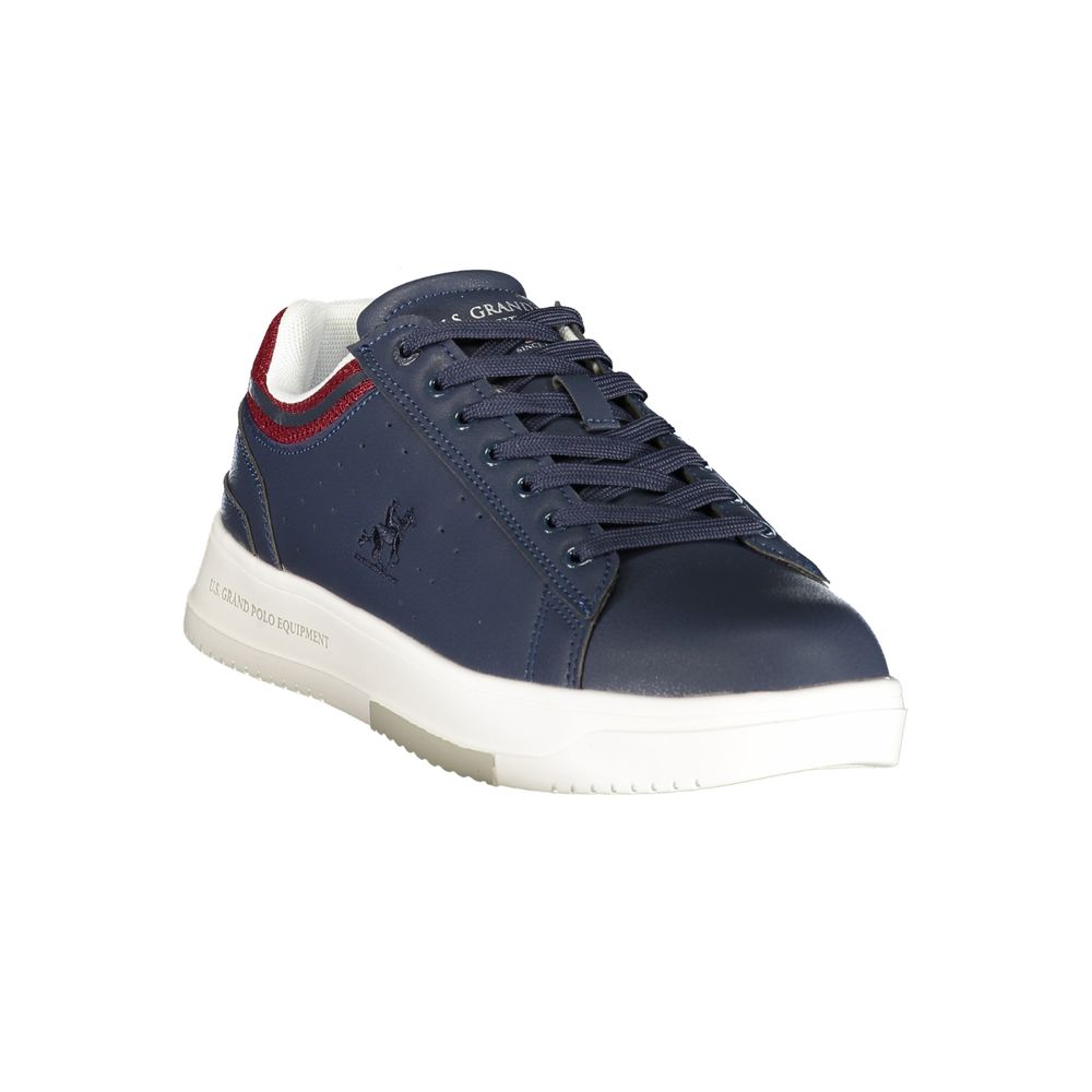 Athletic Sneakers by U.S. Grand Polo for men in polyester & polyurethane blue & print presents a sleek silhouette, perfectly capturing the athletic style essence of Aren Men's Athletic Polyester & Polyurethane Sneakers with its sleek design and premium finish.