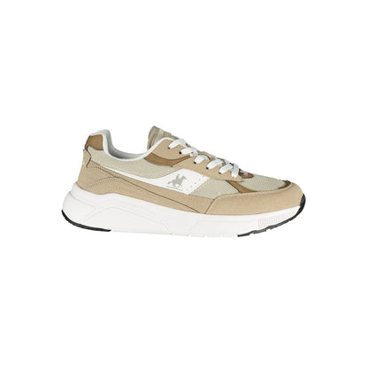 Athletic Sneakers by U.S. Grand Polo for men in polyester & polyurethane beige, brown & print features an stately silhouette, showcasing the signature athletic style of the Men's Athletic Polyester & Polyurethane Sneakers collection with a truly stately finish.