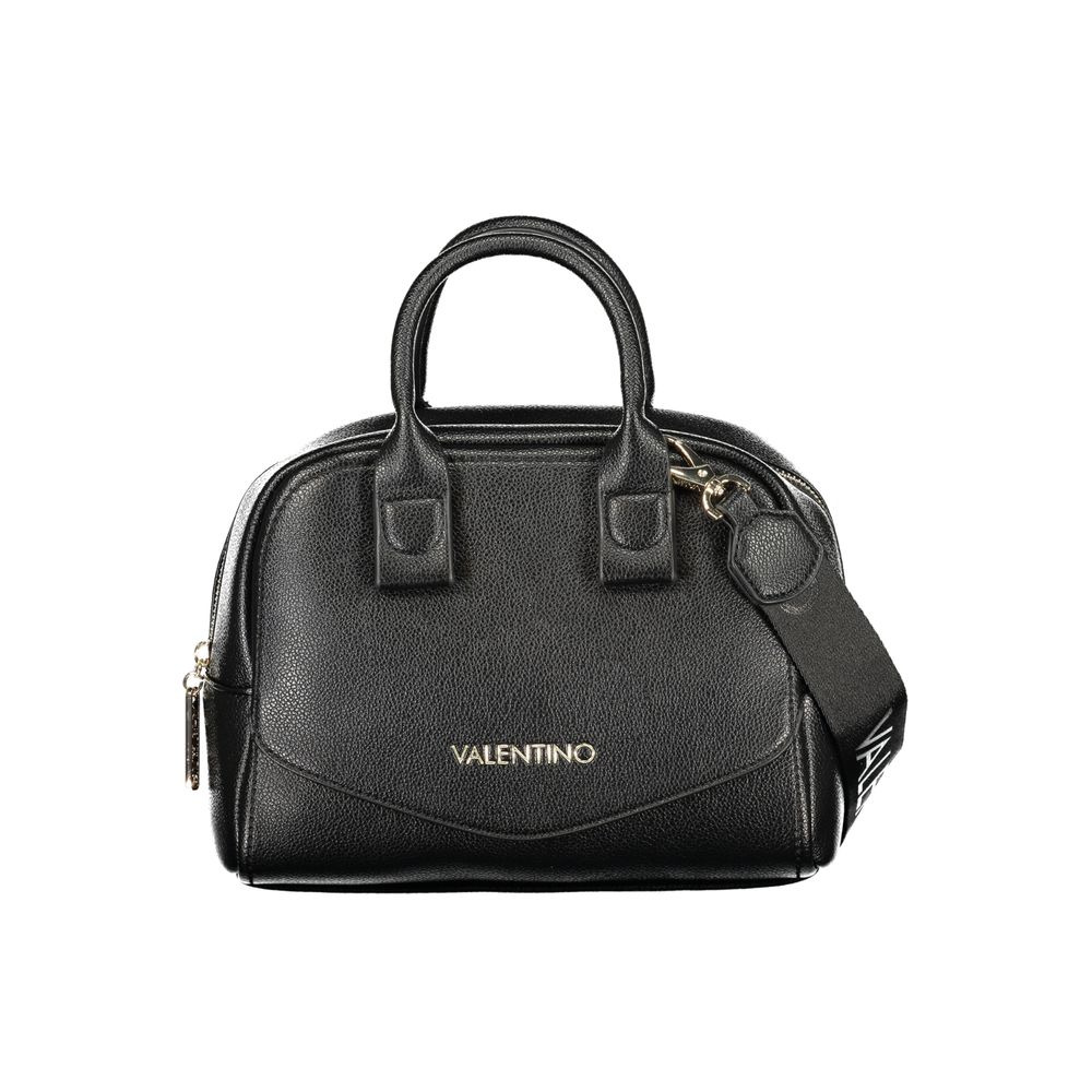 Handbag by Mario Valentino for women in polyethylene black & signature features an refined silhouette, showcasing a secure zipper, ample document-holder & internal-pockets, and versatile shoulder-strap, handle & adjustable-strap for a sophisticated refined aesthetic.