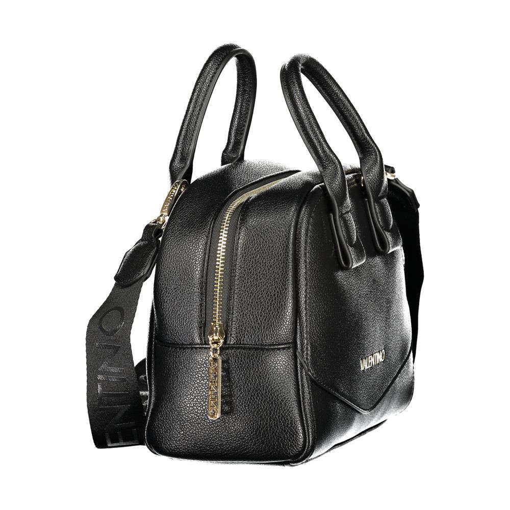 Handbag by Mario Valentino for women in polyethylene black & signature features a ornamental silhouette, showcasing a secure zipper, ample document-holder & internal-pockets, and ornamental shoulder-strap, handle & adjustable-strap for a sophisticated look.