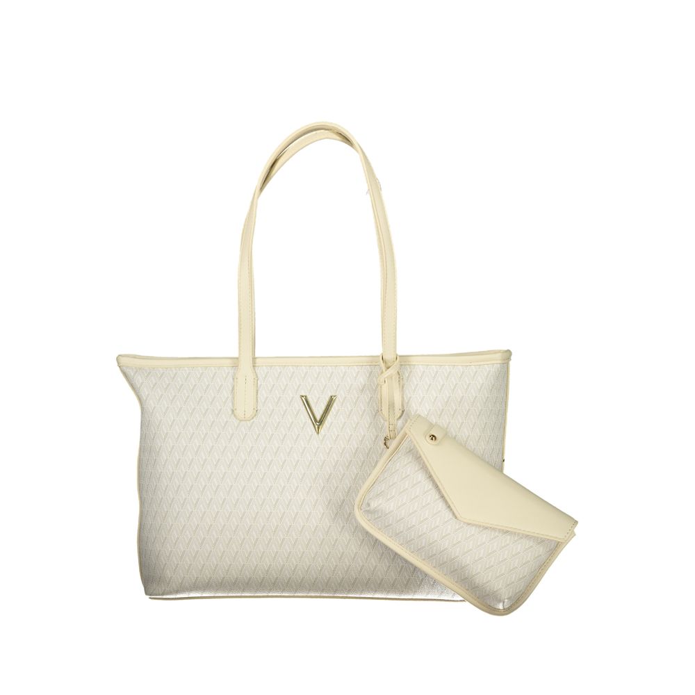 This Pouch Handbag by Mario Valentino for women in polyethylene and beige presents a sculptural silhouette featuring a secure zipper, ample internal-pockets, and versatile shoulder-strap, adjustable-strap & handle for a sculptural finish.