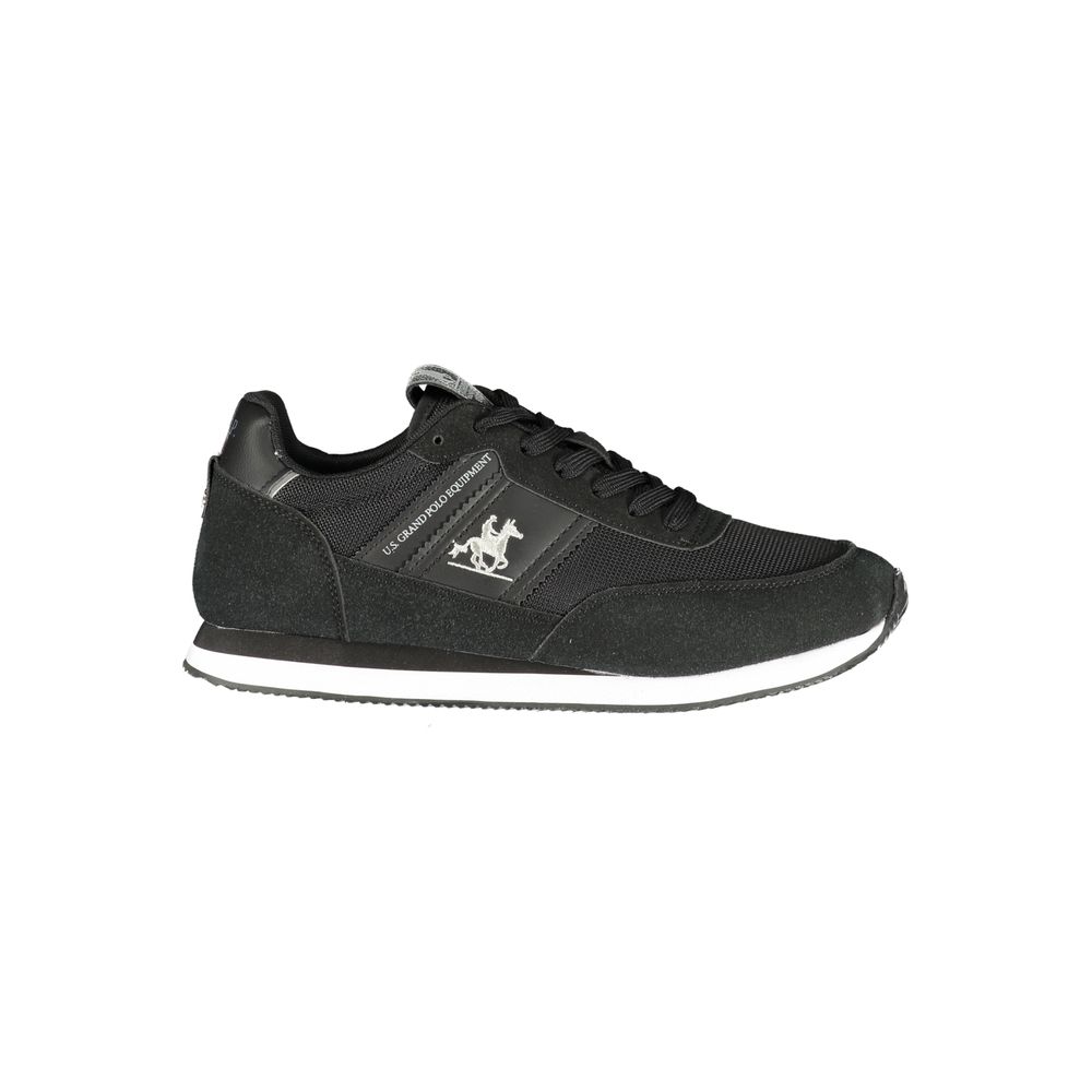 Athletic Sneakers by U.S. Grand Polo for men in polyester & polyurethane black & print showcases an impeccable silhouette, defined by an impeccable athletic style design that perfectly captures the essence of the Men's Athletic Polyester & Polyurethane Sneakers.